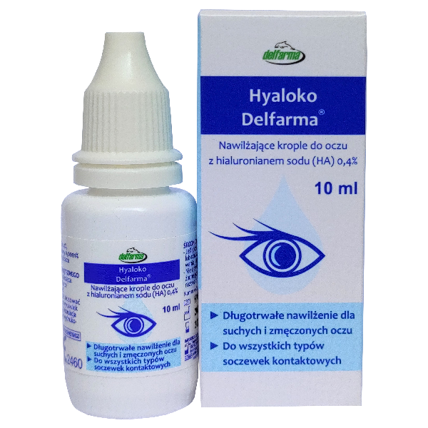 Hyaloko Delfarma, nawilżające krople do oczu, 10 ml