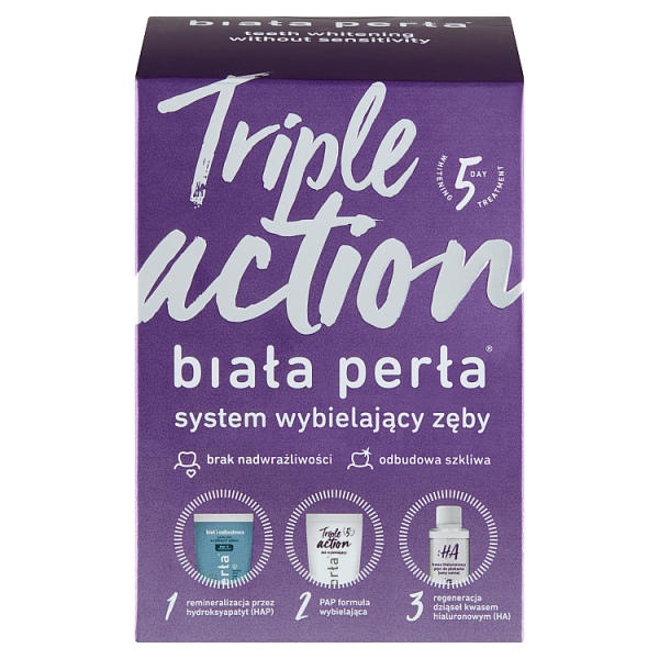 Biała Perła Triple Action, system wybielający zęby