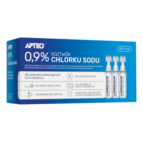 APTEO 0,9% roztwór chlorku sodu, 5 ml x 40 ampułek