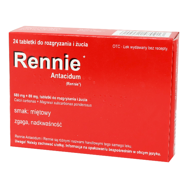 Rennie Antacidum, 24 tabletek do ssania (import równoległy Delfarma
