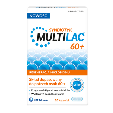 Multilac 60+, synbiotyk, 20 kapsułek