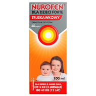 Nurofen dla dzieci Forte 200 mg/5 ml, smak truskawkowy, zawiesina doustna, 100 ml